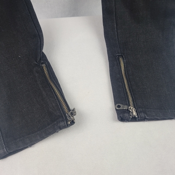NWT Work Custom Jeans black zip bottom distressed zip pocket denim jeans Size 26 - Picture 3 of 7